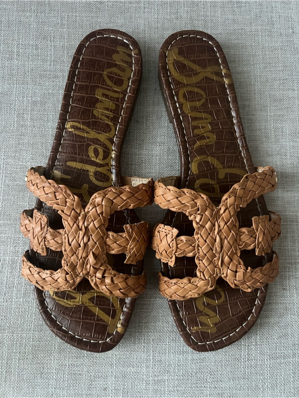 Sam Edelman Braided Tan Slip-On Sandals